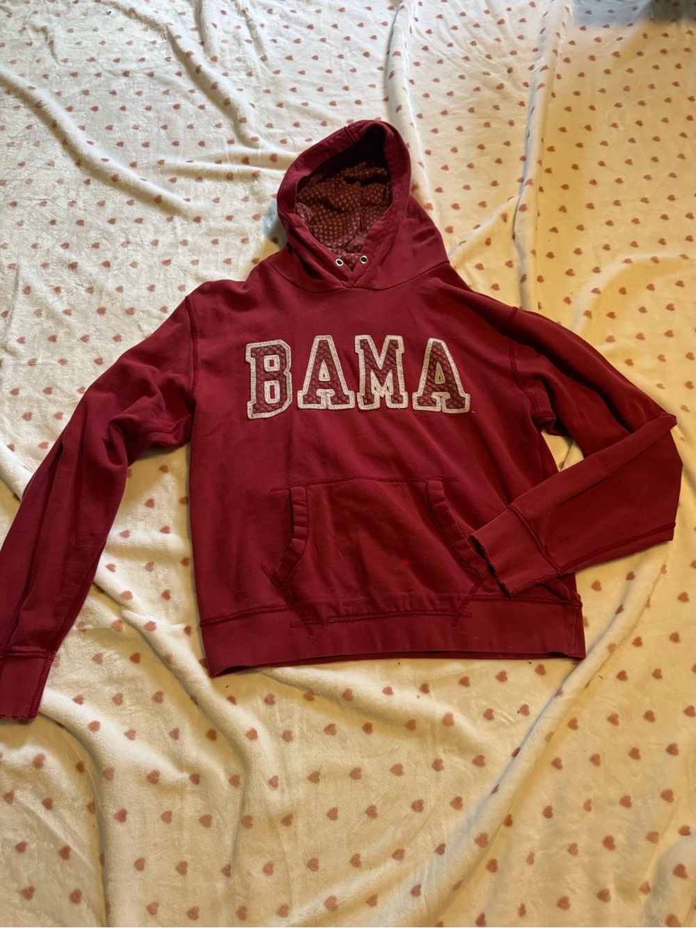 Express Maroon Hoodie with Light Gray Heart Lining